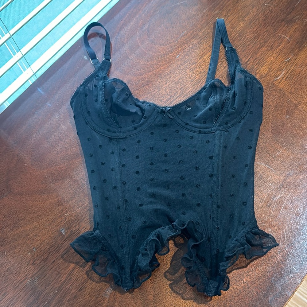 Black Sheer Polka Dot Bustier from Victoria’s Secret